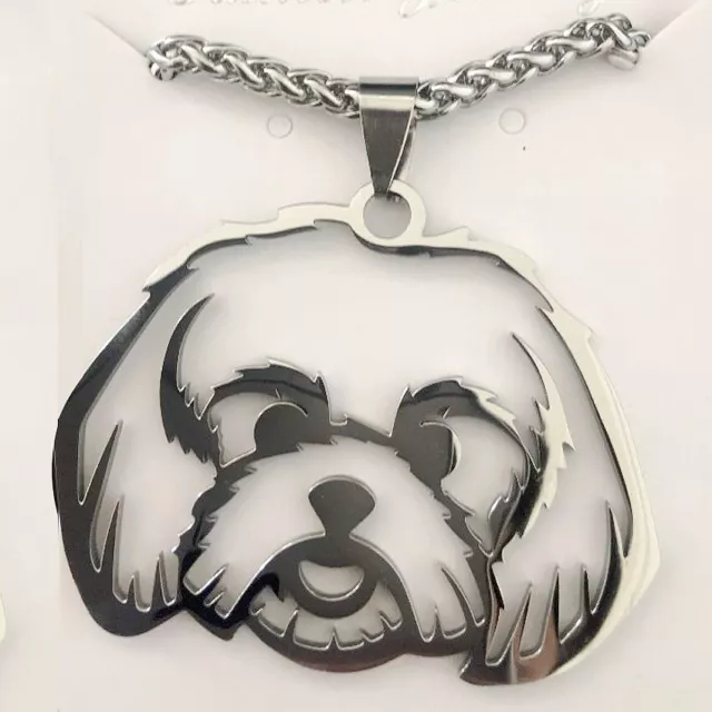 BIG Size SHIH TZU Little Lion Dog Head Pendant Necklace