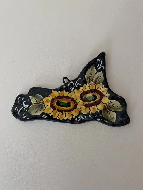 Sicilia da parete in ceramica di Caltagirone decoro girasole  artigianale