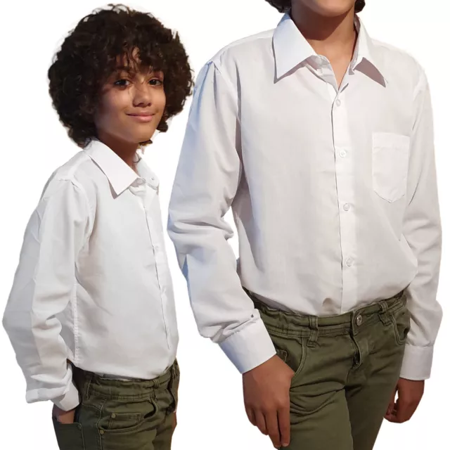 Camicia bambino camicia ragazzo ragazzi bambini camicia maniche lunghe uni bianco abito matrimonio