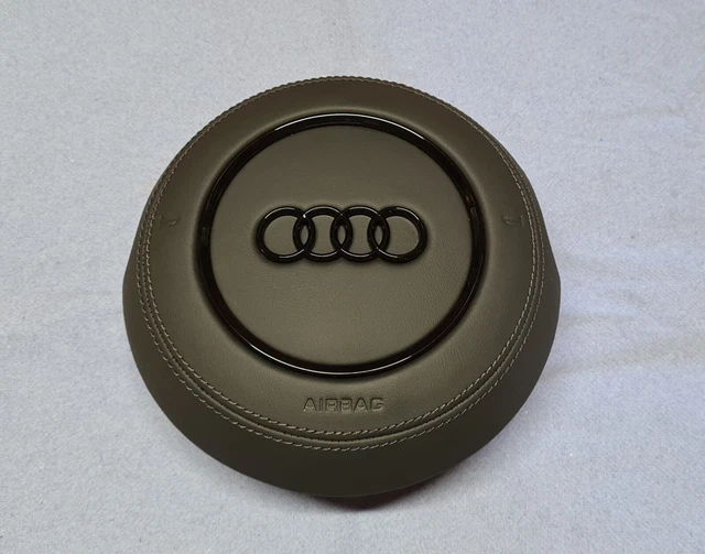 Cover airbag per volante Audi in pelle, nero/nero pregiato...!!