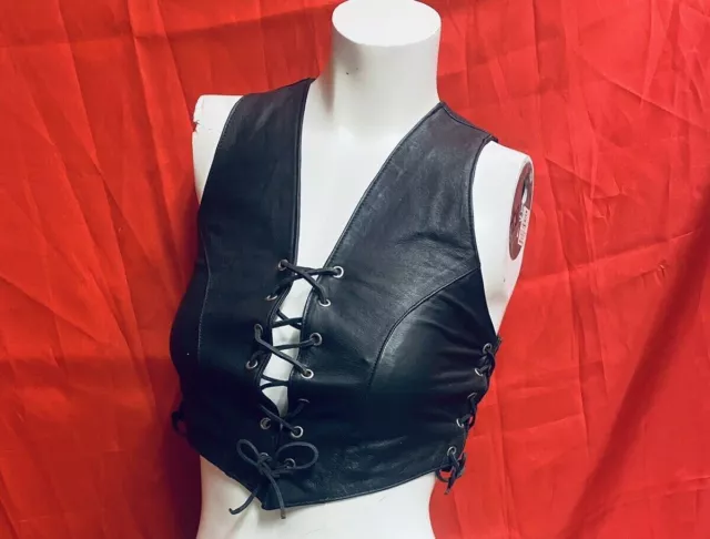 Genuine Leather Women's Lace Up Vest