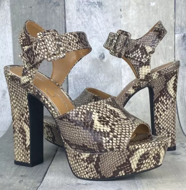Jessica Simpson JS-Naenia Snake Print Heeled Sandal Neutral Size 6.5 M/37