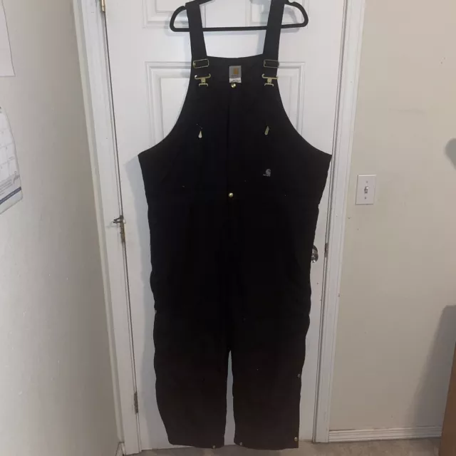 Carhartt Extreme Arctic R33 Quilted Insulated Bib Overalls Men's 48x30 Black