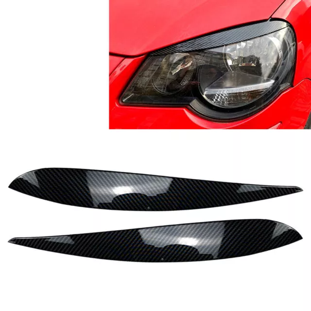 2x Headlight Lamp Eyebrow Eyelid Molding Trim Lid Cover For VW Polo 9N 2005-2009