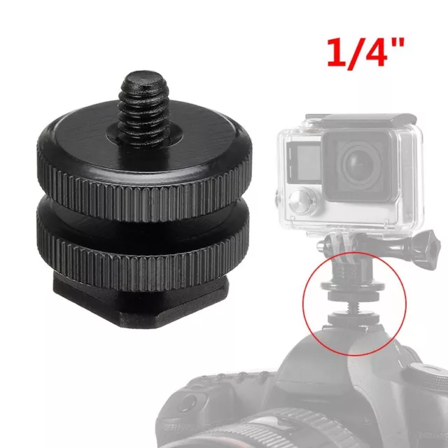 1/ 4 Tripod Screw Threaded To Camera Flash Hot Shoe Hotshoe Mount Adapter Black