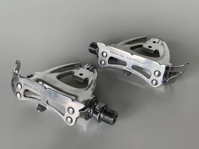 Pédales Campagnolo Chorus Avec Toeclips Et Sangles – Vintage Années 80/90, Argent, Pour Vélo De Route