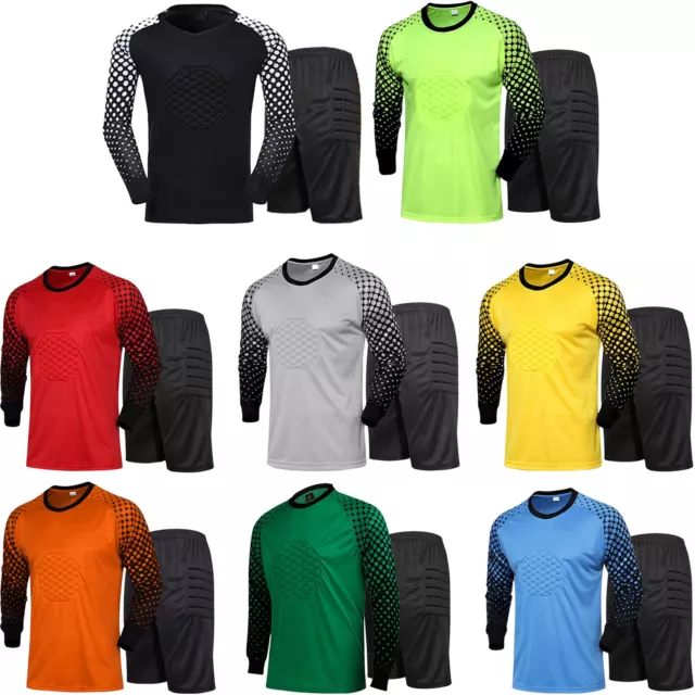 UK Mens Goalkeeper Jersey Uniform Outfit Long Sleeve Shirt with Shorts Sportwear 2