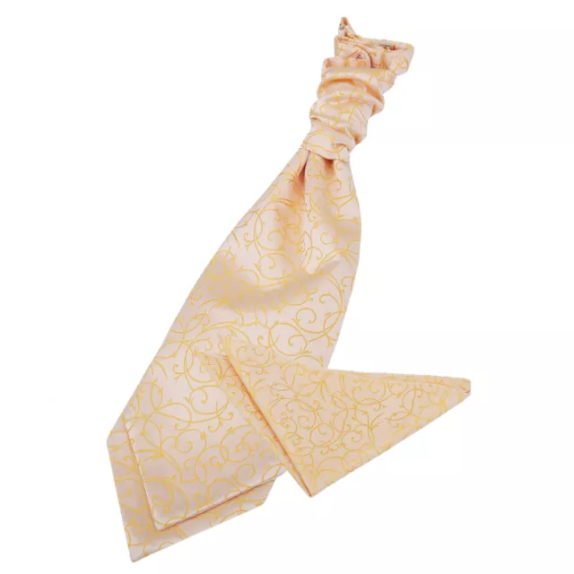 Gold Woven Swirl Patterned Wedding Mens Cravat Handkerchief Set by DQT