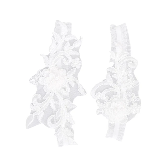 2 Pcs Mariée Dentelle Perle Jarretière Ceinture De Perles Positionner