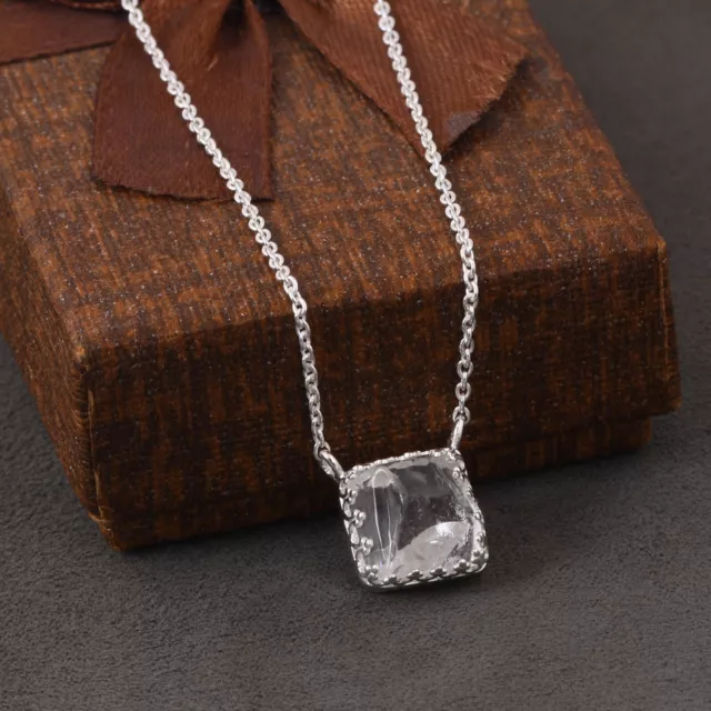 Attractive Raw Pendant 925 Sterling Silver Necklace With Crystal Quartz For Gift