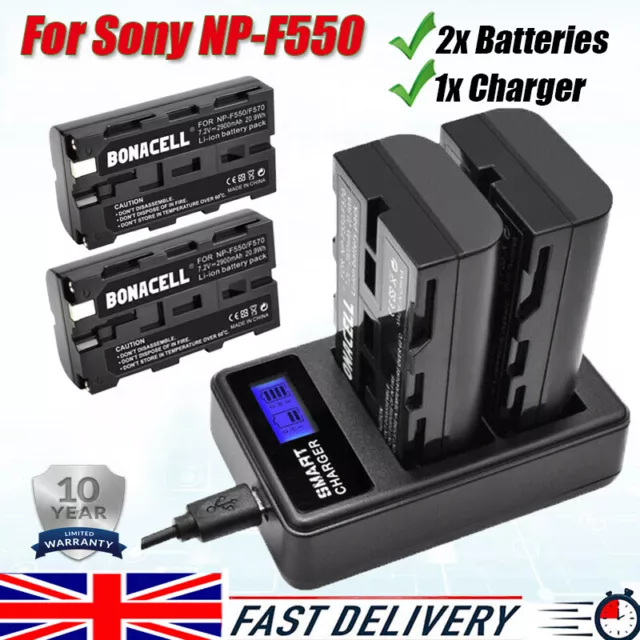 2x NP-F550 Battery & Charger For Sony NP-F330 NP-F530 NP-F570 NP-F730 NP-F750 PT