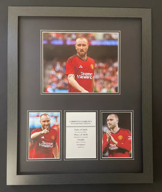 hand signed christian eriksen display manchester united with coa