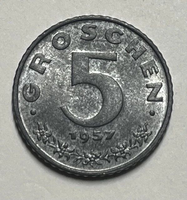 1957 Five Groschen Austria Coin, Free Shipping 2