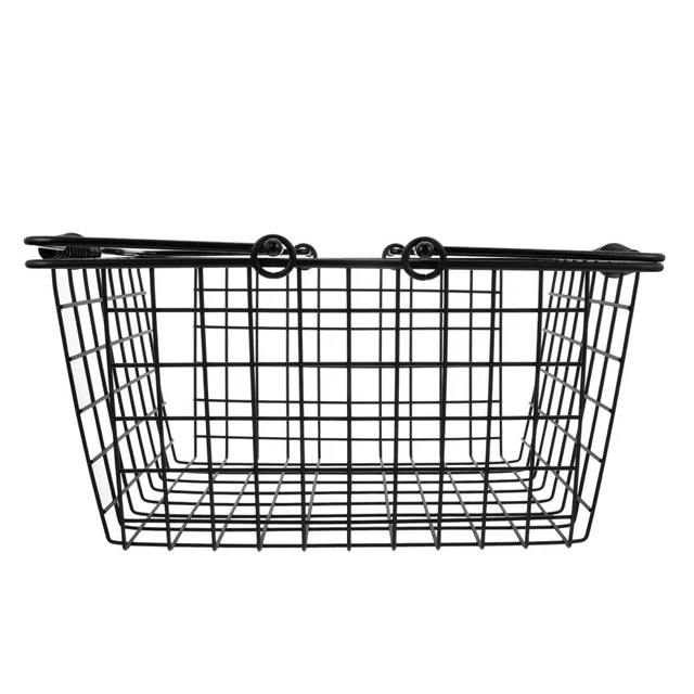 Panier De Rangement En Fer Avec Poignée - Corbeille Métallique 28x22x10 Cm, Pour Courses, Salle De Bain, Placard, Organisateur