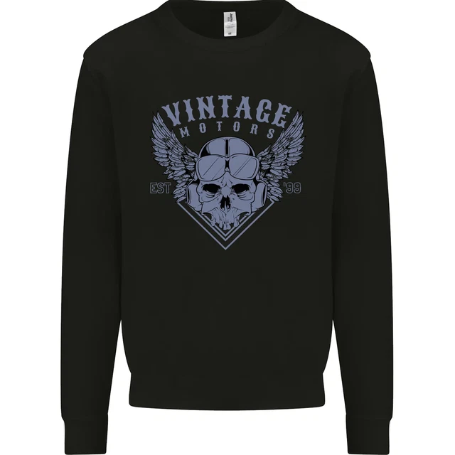 Vintage Motorcycle Biker Skulls Motobike Mens Sweatshirt Jumper