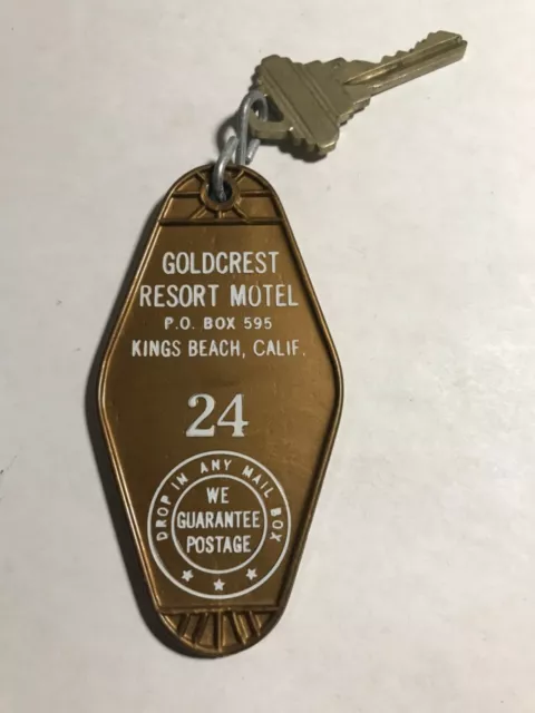 Goldcrest Resort Motel Hotel Room Key Fob & Key Kings Beach California #24 RARE