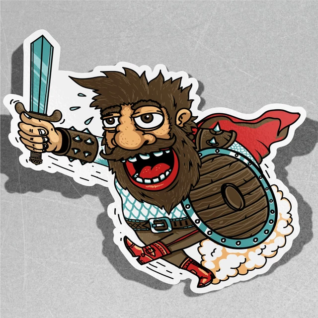 CRAZY SOLDIER ATTACKING Sword Vinyl Sticker Decal Window Car Van Bike ...