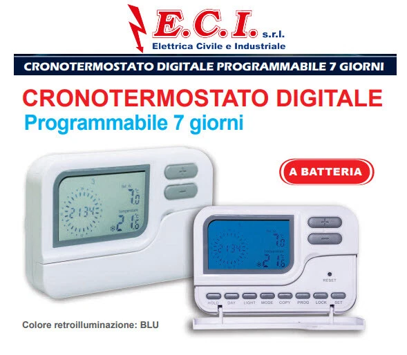 Thermostat Programmable Numérique Hebdomadaire Batterie Rétroéclairé