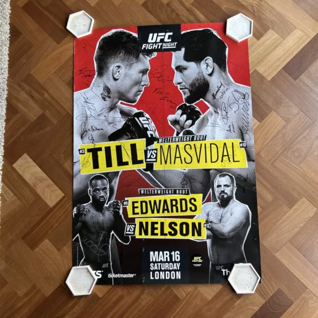 Official Signed UFC Fight Night Poster Ltd Ed Masvidal Vs Till 83/125 Free Post