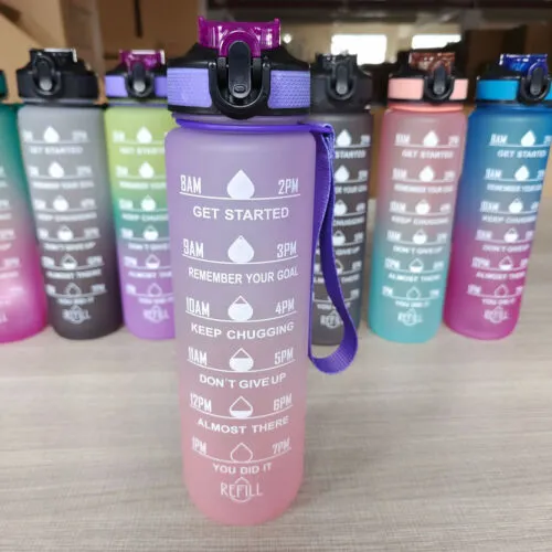 1-2L Sports Wasserflasche Trinkflasche mit Strohhalm BPA frei Tasse Gym Haking
