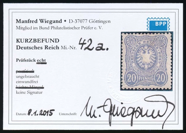 Deutsches Reich Nr. 42 a ungebraucht mit Falz mit BPP-Kurzbefund #120008
