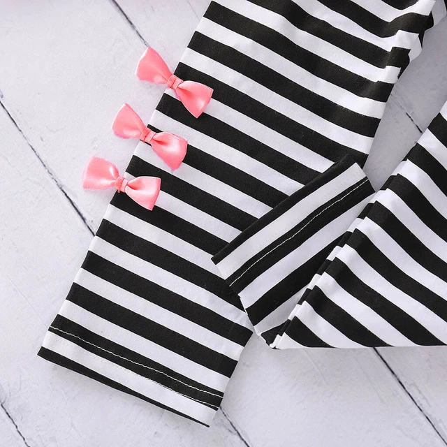 T-shirt abiti lunghi a righe 2 pz bambini per bambine top pantaloni lunghi a righe set 7