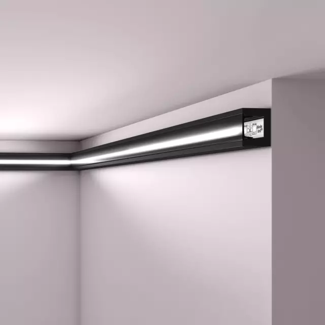 NMC IL12 BLACK WALLSTYL Cornice moulding for indirect lighting black 2 m