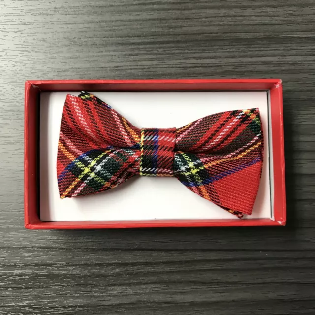 Red Plaid Bow Tie Baby Toddler Boys Girls Children Infant Formal Adjustable USA