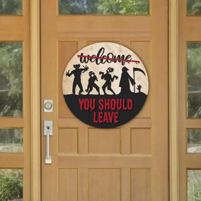 Halloween Welcome Sign Wooden Board for Indoor Outdoor Farmhouse Theme Party