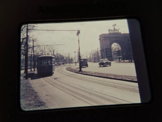 Pre-1956 original Brooklyn trolley subway color slide 35mm New York City NYC