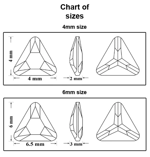 Superior PRIMERO 4722 Triangle Fancy Stones Crystals 4mm 6mm * Different Colors 2