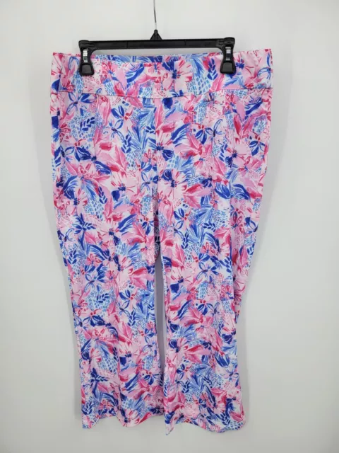 Stella Parker Golf Collection Pants Womens Large Pink Blue Floral UPF50 Active