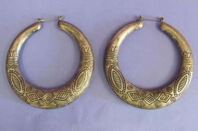 Vintage 19Th Century Large Silver Jewelry Viking Style Earings 3