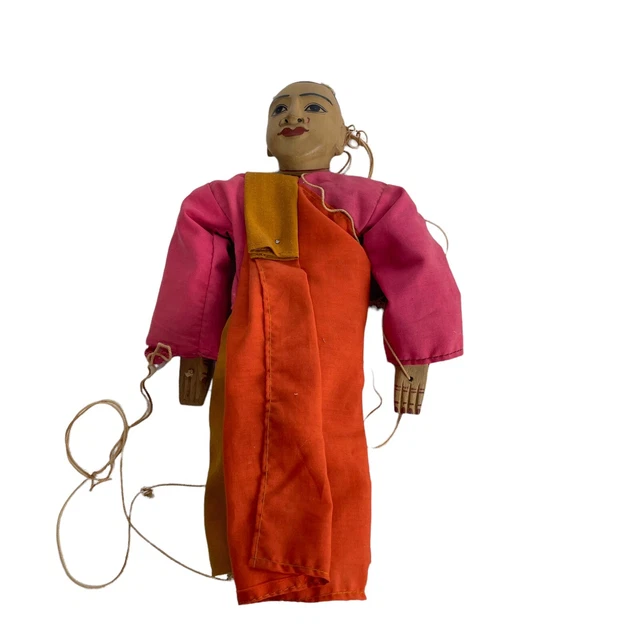 vintage burmese myanmar wood marionette stringed puppet