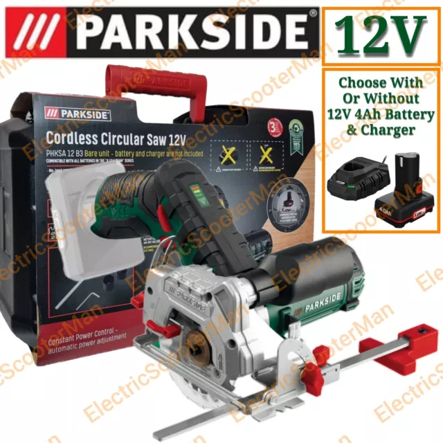 Parkside 12V Cordless Ø85 Mini Circular Saw - Optional For 4Ah Battery & Charger