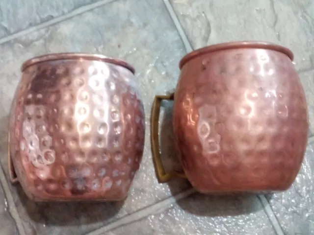 Copper Mugs with Handles Hammered Handcrafted Moscow Mule Cup  500 ML Set Of 2