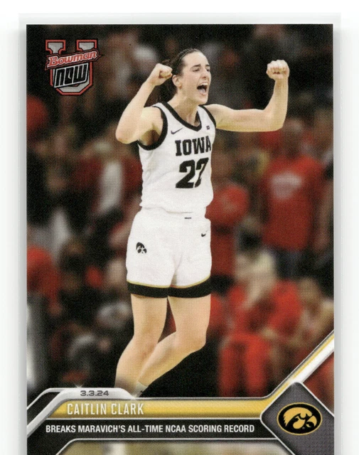 CAITLIN CLARK ALLTIME NCAA Scoring Record 2024 Topps Now Bowman U 61