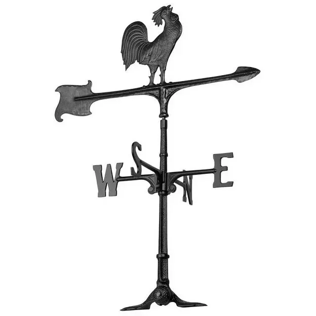 Whitehall: 30"  Rooftop Aluminum  Rooster Accent Weathervane - Black ✅