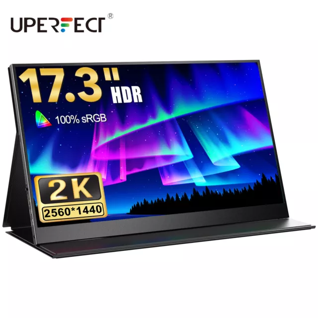 UPERFECT 17,3 Zoll 2K Tragbarer Monitor QHD Zweite Anzeige 2560*1440 USB Typ C