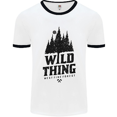 Hiking Wild Thing Camping Rambling Outdoors Mens White Ringer T-Shirt