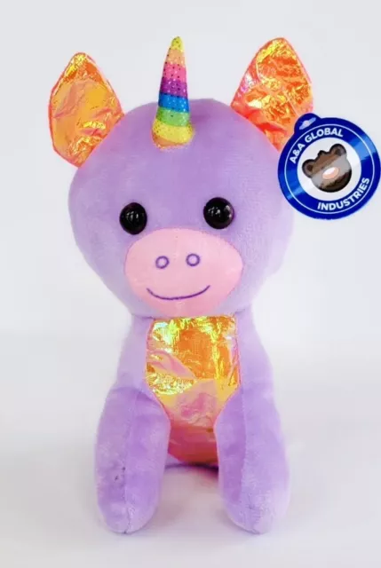 Sparkly rainbow Unicorn(8inch) NWT A&A Global plush Stuffed animal toy plush Tag