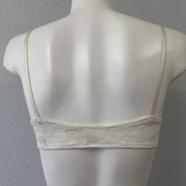 Vtg 90s Christian Dior Sheer White Lace Underwire Bra Front Clasp 34B Sexy 2