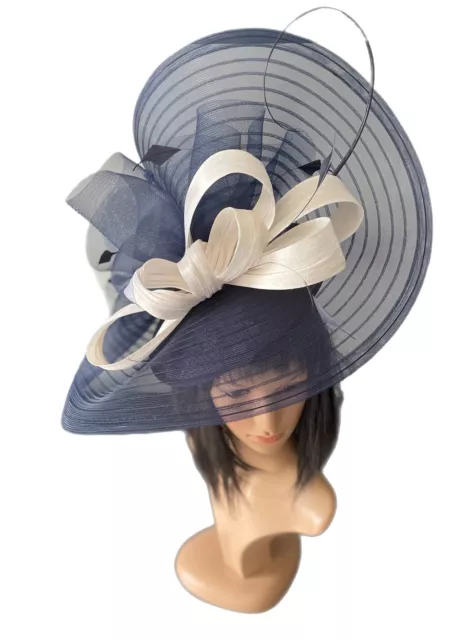 Snoxell & Gwyther Navy Ivory 2421 85 Wedding Occasion Formal Hatinator Hat