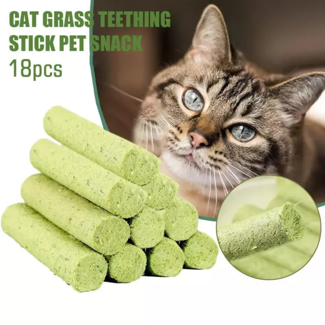 CatGrass Teeth Grinding Stick Pet Snacks Hairball Removal 18pcs' F8K5
