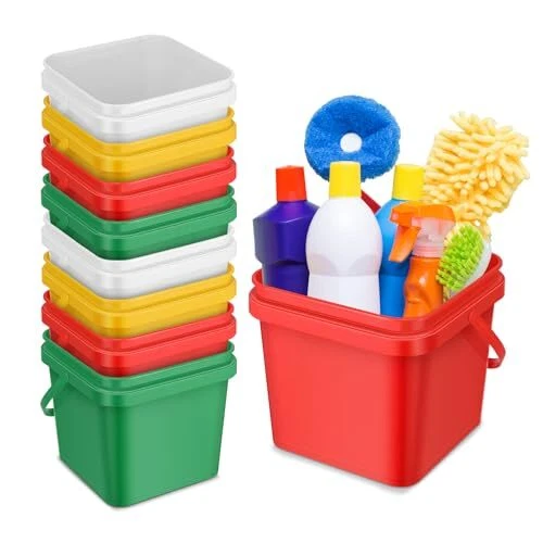 Plastic Bucket Cleaning 5 Quart Square Bucket Red Green Yellow White Utility 8
