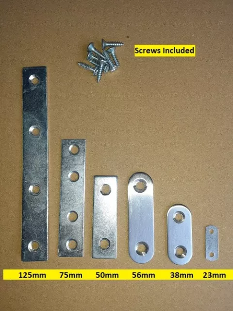 Mending Repair Plates Straight & Flat - Fixing Joining Brackets WITH WOOD SCREWS