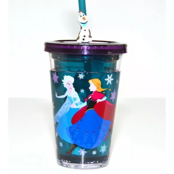 Disney Frozen Olaf, Elsa and Anna Straw Cup Tumbler, Disney Original   N:2919