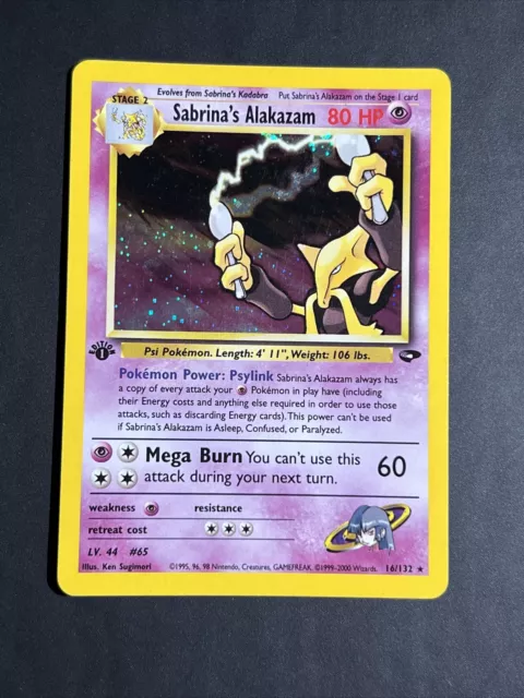 Pokemon Sabrina S Alakazam 16/132 1st Edición Set Gym Reto Vintage Antiguo Eng