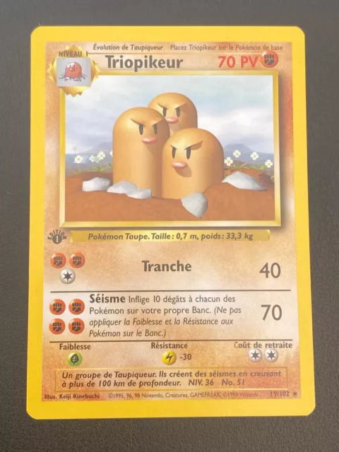 Pokemon Card Fr Set Of Base - Triopikeur 19/102 Edition 1 Rare - NM+