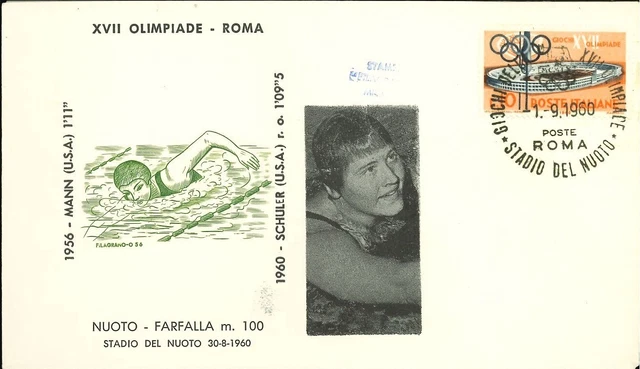 🏅 Olimpiade Roma 1960 - Carolyn Schuler (USA) Oro Nuoto 100 mt farfalla donne